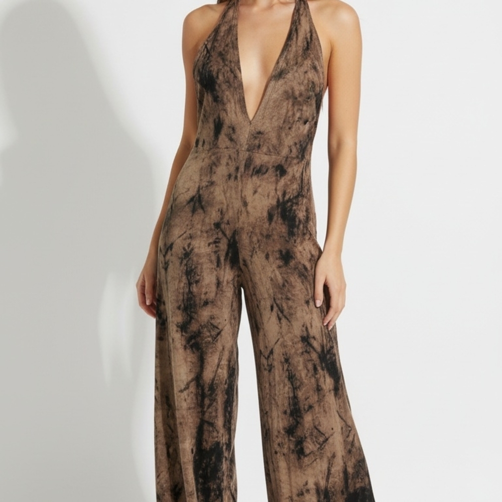 Zara Brown and Black Tie-Dye Jumpsuit